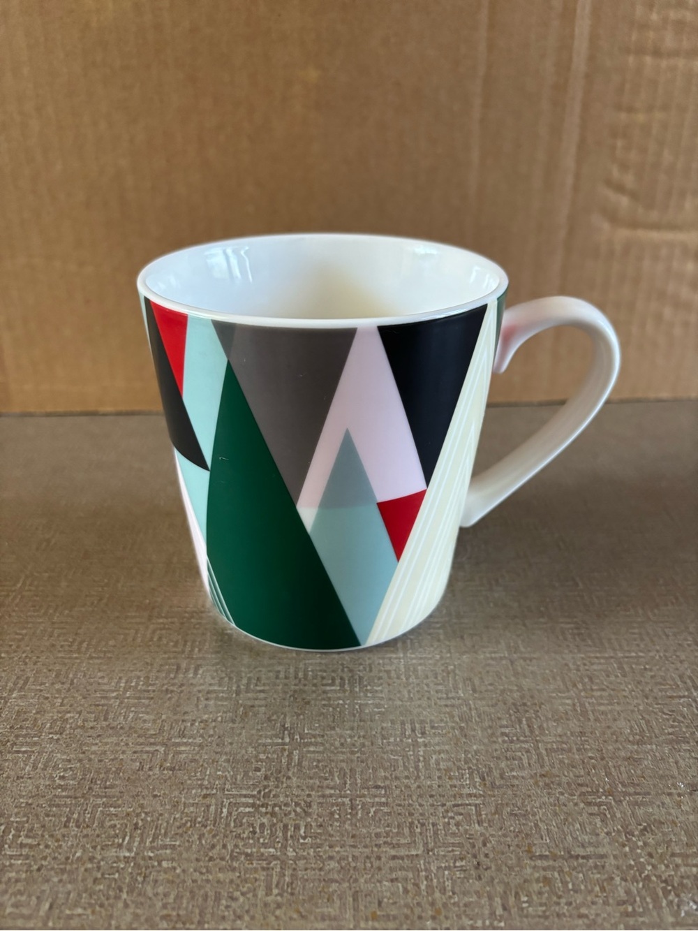 Starbucks Modern Geometric Green Accent Porcelain Mug